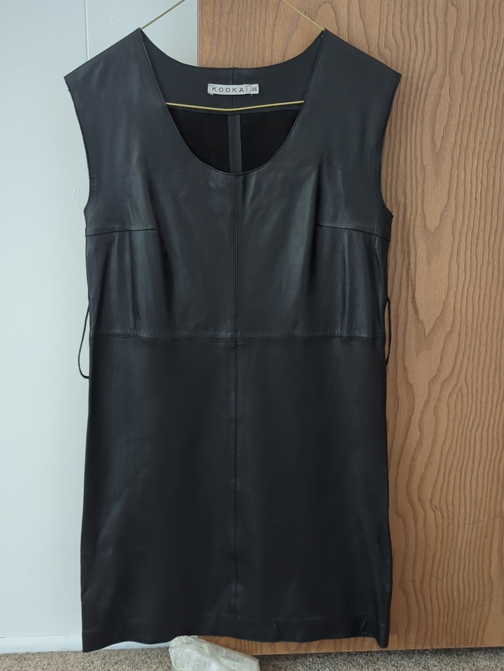 Kookai Black Sleeveless Leather Mini Dress